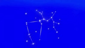 An animated representation of the Sagittarius zodiac constellation, featuring bright, twinkling stars connected by glowing lines against a serene, deep blue cosmic backdrop.  - Powered by Shutterstock - Get 15% off with code: PIKWIZARD15