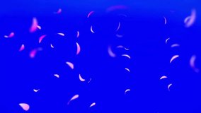 Delicate pink floral petals gracefully drift and descend against a striking, bright blue backdrop.  - Powered by Shutterstock - Get 15% off with code: PIKWIZARD15