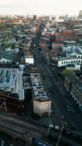 Aerial over Camden Market London UK