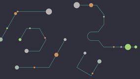 This abstract motion graphic showcases smooth teal line connections with dynamic moving circle nodes on a dark navy background. - Powered by Shutterstock - Get 15% off with code: PIKWIZARD15