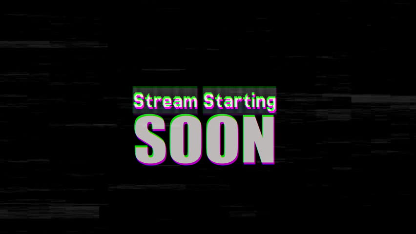 4k stock | Glitchy stream starting soon text. Black background. Perfect for livestreams, gaming channels, online events, and virtual conferences promotions.	