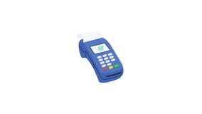 Animation the blue payment terminal machine displays a green checkmark success animation. - Powered by Shutterstock - Get 15% off with code: PIKWIZARD15