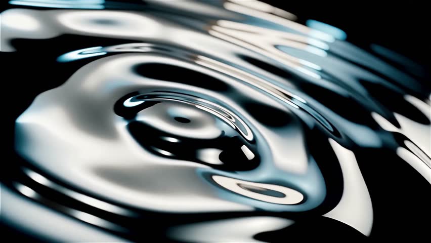 Ultra-smooth liquid metal surface rippling in slow motion, chrome and silver reflections, full-screen abstract texture, high-gloss cinematic feel.