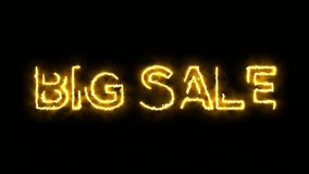 Fiery neon “BIG SALE” text ignites onto a black background, bold glowing 3D animation perfect for promotions, discounts and marketing visuals - Powered by Shutterstock - Get 15% off with code: PIKWIZARD15