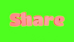 3D “Share” text pops up in a fun, playful way on a chroma key background, perfect for social media edits, promos, notifications, and modern digital content - Powered by Shutterstock - Get 15% off with code: PIKWIZARD15