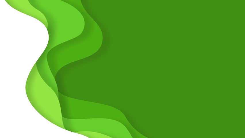 Dynamic green layered paper cut animation background with smooth flowing shapes and clean copy space. Perfect for motion graphics, templates, presentations, or modern minimalist visual projects.