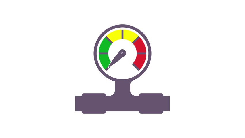 Simple and clean pressure meter gauge vector icon on a white background. Perfect for engineering, industrial monitoring, measurement tools, mechanical systems, and technical UI designs. Ideal for digital interfaces, infographics, and technical illustrations.