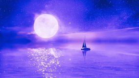 Sailboat under a Mystical Full Moon and Starry Sky - Powered by Shutterstock - Get 15% off with code: PIKWIZARD15