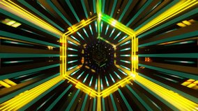 An AI-generated illustration of vivid yellow beams forming a glowing geometric hexagon energy tunnel - Powered by Shutterstock - Get 15% off with code: PIKWIZARD15