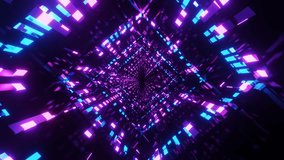 An AI-generated illustration of glowing pink and blue pixel lights forming a deep futuristic tunnel grid - Powered by Shutterstock - Get 15% off with code: PIKWIZARD15