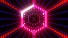An AI-generated illustration of red and blue laser beams forming a bright glowing hexagonal tunnel core - Powered by Shutterstock - Get 15% off with code: PIKWIZARD15