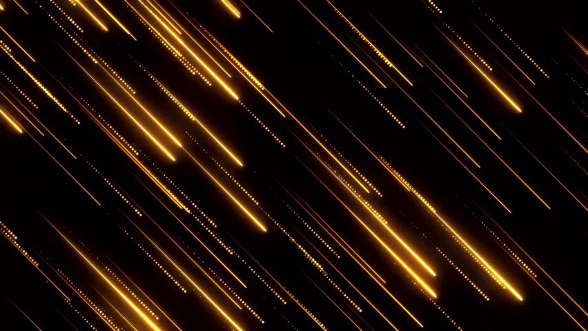 Dynamic Gold Light Streaks Animation on Black Background for Elegant Presentations.