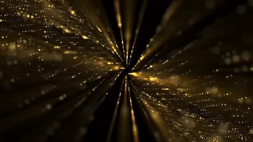 Golden Light Streaks and Particles Animation Background for Celebration Events.