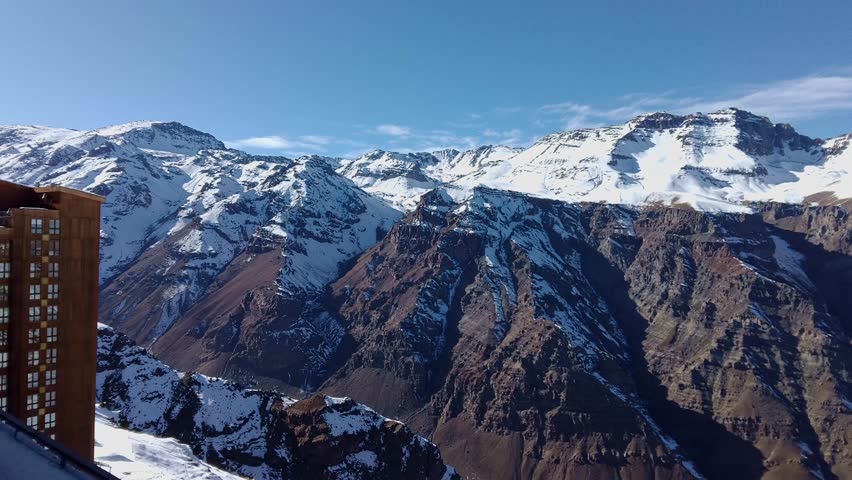 Andes Mountains view from Valle Nevado, near Santiago.	
