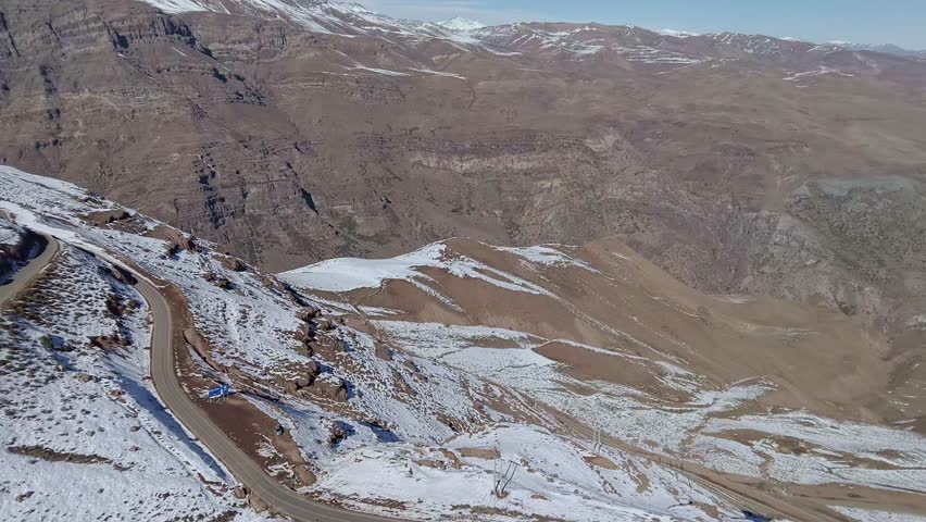 Dangerous scenic road at Valle Nevado, near Santiago.	