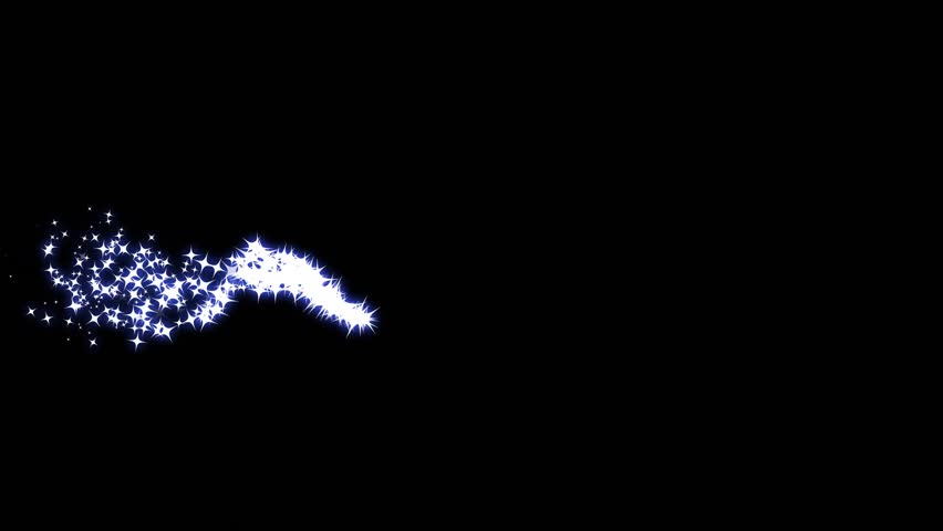 Retro-style twinkle stars and glitter particles shine brightly on a black screen background, forming magical sparkle lines, doodle star effects, and looping glitter dust trails in crisp 4K animation