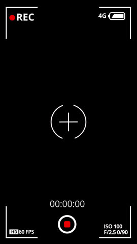 Vertical Camera video Recording Screen Smartphone viewfinder frame. Recording screen overlay with alpha channel. animation 4K Video.