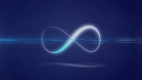 Left flare starting pulse, infinity loop pulsing while cyan band moving right, showing energy flow. Glow, neon, gradient, motion, digital, halo, navy - Powered by Shutterstock - Get 15% off with code: PIKWIZARD15