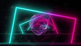 Translucent wireframe blob responding to neon pulse, morphing and rotating to showcase neon studio. Mesh, cyan, magenta, luminous, reflective, geometric, gradient - Powered by Shutterstock - Get 15% off with code: PIKWIZARD15