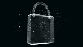 Wireframe padlock centered, teal streak initiating ribbons piercing mesh, showing secure data flow. Lock, branding, advertising, neon, futuristic, cyber, digital - Powered by Shutterstock - Get 15% off with code: PIKWIZARD15