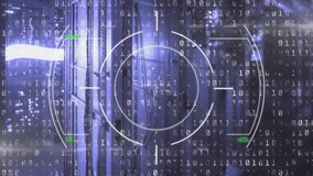 Binary digits scrolling starting translucent HUD animating racks, magenta ribbon showing data flow. Datacenter, serverroom, neon, overlay, holographic, visualization, analytics - Powered by Shutterstock - Get 15% off with code: PIKWIZARD15