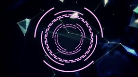 HUD-style pink rings and dotted globe materializing after cyan flare, rotating and showing network. Abstract, futuristic, space, cosmic, neon, glow, sphere - Powered by Shutterstock - Get 15% off with code: PIKWIZARD15