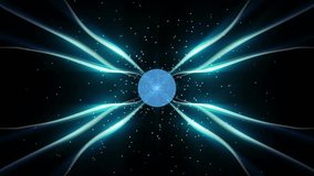 Central envelope hub sending icons along ribbons on pulse, drawing lines to show network connection. Neon, teal, blue, cyberspace, digital, isometric, mesh - Powered by Shutterstock - Get 15% off with code: PIKWIZARD15