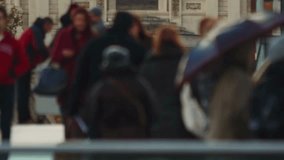 Multigenerational crowds of people walking across a modern pedestrian bridge, showcasing urban life, diversity, movement, and active city environment. - Powered by Shutterstock - Get 15% off with code: PIKWIZARD15