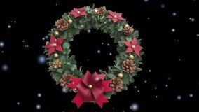 Christmas Wreath Circular Animation Black Background - Powered by Shutterstock - Get 15% off with code: PIKWIZARD15