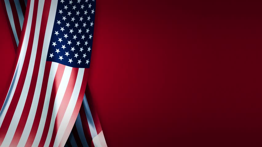 Flag of United States of America curtain banner subtle wave seamless loop high resolution 4K red background