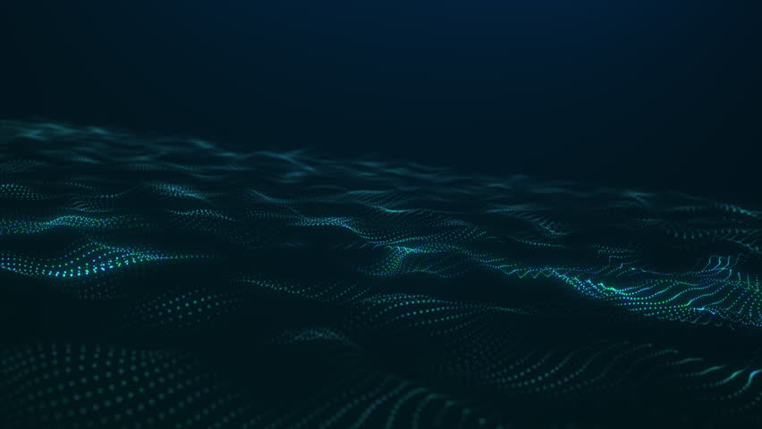 Smooth neon digital waves in futuristic 4K 60FPS seamless motion. Blue and green gradients form dynamic tech landscape for broadcast design, data visualization and modern backgrounds. - Powered by Shutterstock - Get 15% off with code: PIKWIZARD15