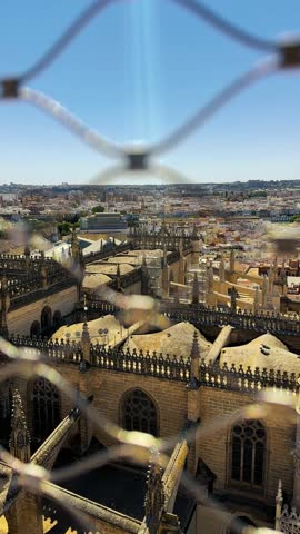 Seville Cathedral and the Giralda Tower. Seville. Andalusia. Spain. View from the Giralda Tower.