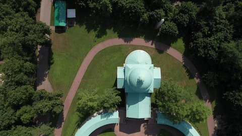 Aerial Reveal Pavilion Curved Architectural Ensemble