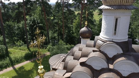 Drone Orbiting Decorative Domes Traditional Structure Nature