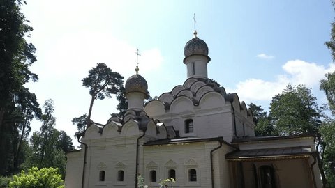 Drone Flying around Ornate White Church Onion