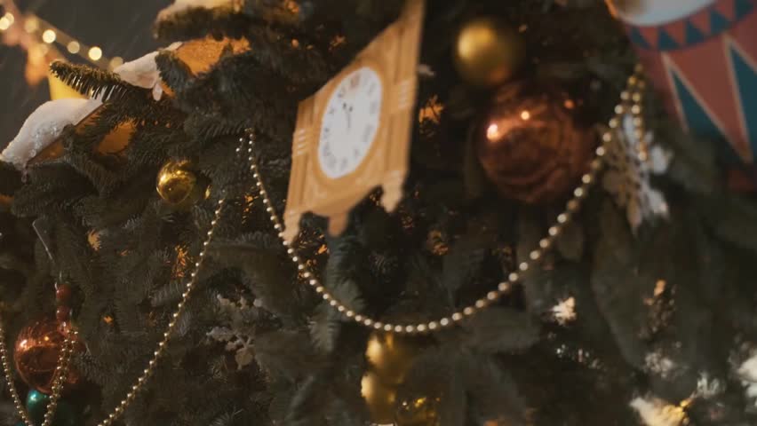 Christmas tree with clock decoration