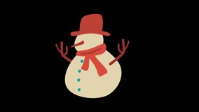 Snowman donned in red accessories animated icon, ideal for winter holiday themed designs like cards, posters, websites, and social media graphics. - Powered by Shutterstock - Get 15% off with code: PIKWIZARD15