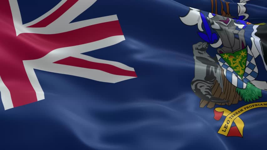 Dynamic waving flag of South Georgia and the South Sandwich Islands creates vibrant patriotic motion ideal for travel or news content