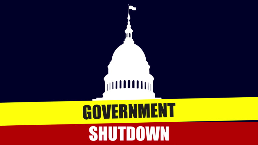 Government shutdown closed economy politics, art video illustration.