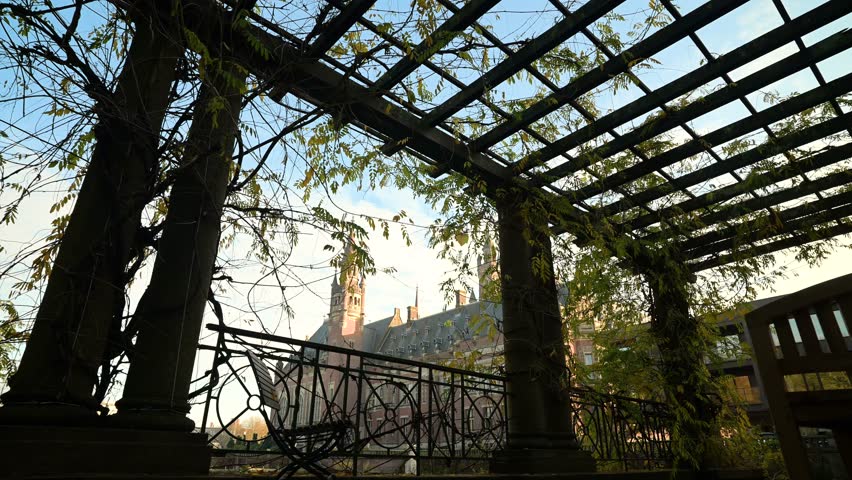 Autumn vibes and colors in the garden of the Peace Palace in The Hague, The Netherlands