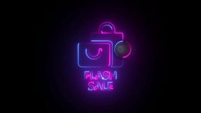 Neon shopping bags and flash sale text with notification count 16 discount offer - Powered by Shutterstock - Get 15% off with code: PIKWIZARD15