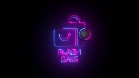 Neon shopping bags and flash sale text with notification count 18 discount offer - Powered by Shutterstock - Get 15% off with code: PIKWIZARD15