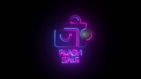 Neon Flash Sale Shopping Bag Icon with 38 Percent Discount on Black Background percentage - Powered by Shutterstock - Get 15% off with code: PIKWIZARD15