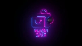 Neon Flash Sale Shopping Bag With 42 Percent Discount On Black Background image photo - Powered by Shutterstock - Get 15% off with code: PIKWIZARD15