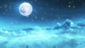 Magical Full Moon Glowing Over Dreamy Sky of Sparkling Clouds and Twinkling Stars at Night - Powered by Shutterstock - Get 15% off with code: PIKWIZARD15