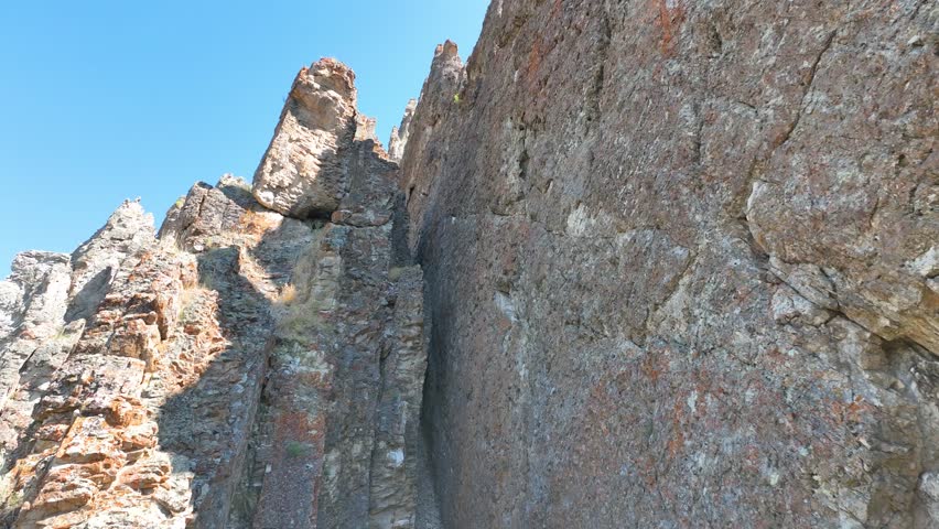Aerial Rugged Rock Formations Legion Park Wyoming Fly Through. 3D Illustration