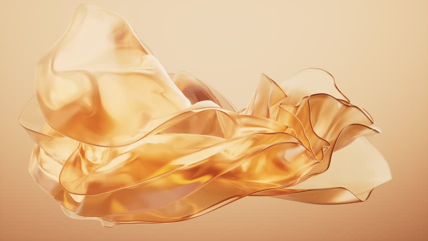 Transparent golden multilayer cloth background, 3d rendering 4k