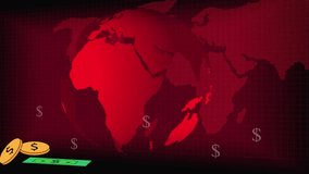 Global Financial Crisis Downward Trend with Currency and Bar Chart finance money animation. Red bars falling sharply with currency icons in smooth motion, representing market losses and financial . - Powered by Shutterstock - Get 15% off with code: PIKWIZARD15