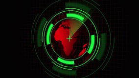 Red Globe Under Green Targeting Reticle with Grid Overlay on Dark animation Background image. Animated red globe features green targeting reticle with grid overlay producing sleek and engaging dark . - Powered by Shutterstock - Get 15% off with code: PIKWIZARD15