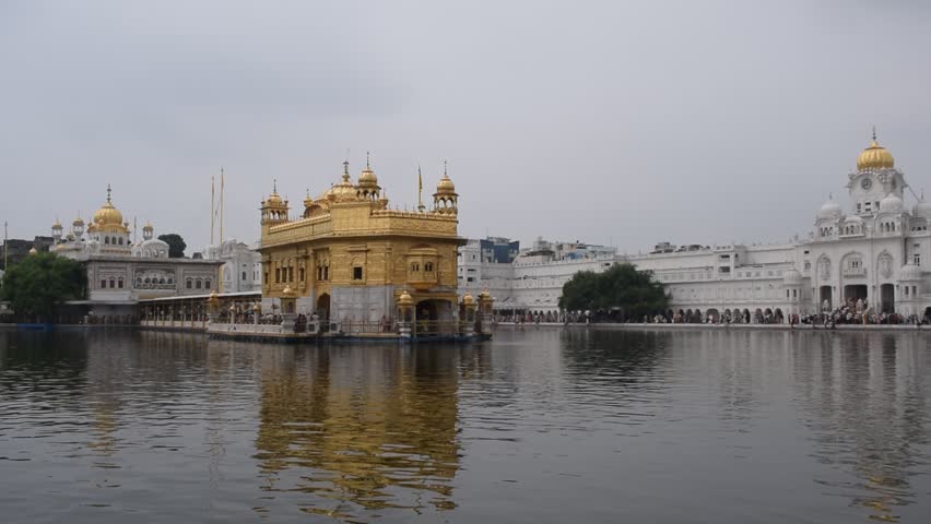 Beautiful view of Golden Temple - Harmandir Sahib in Amritsar, Punjab, India, Famous indian sikh landmark, Golden Temple, the main sanctuary of Sikhs in Amritsar, India